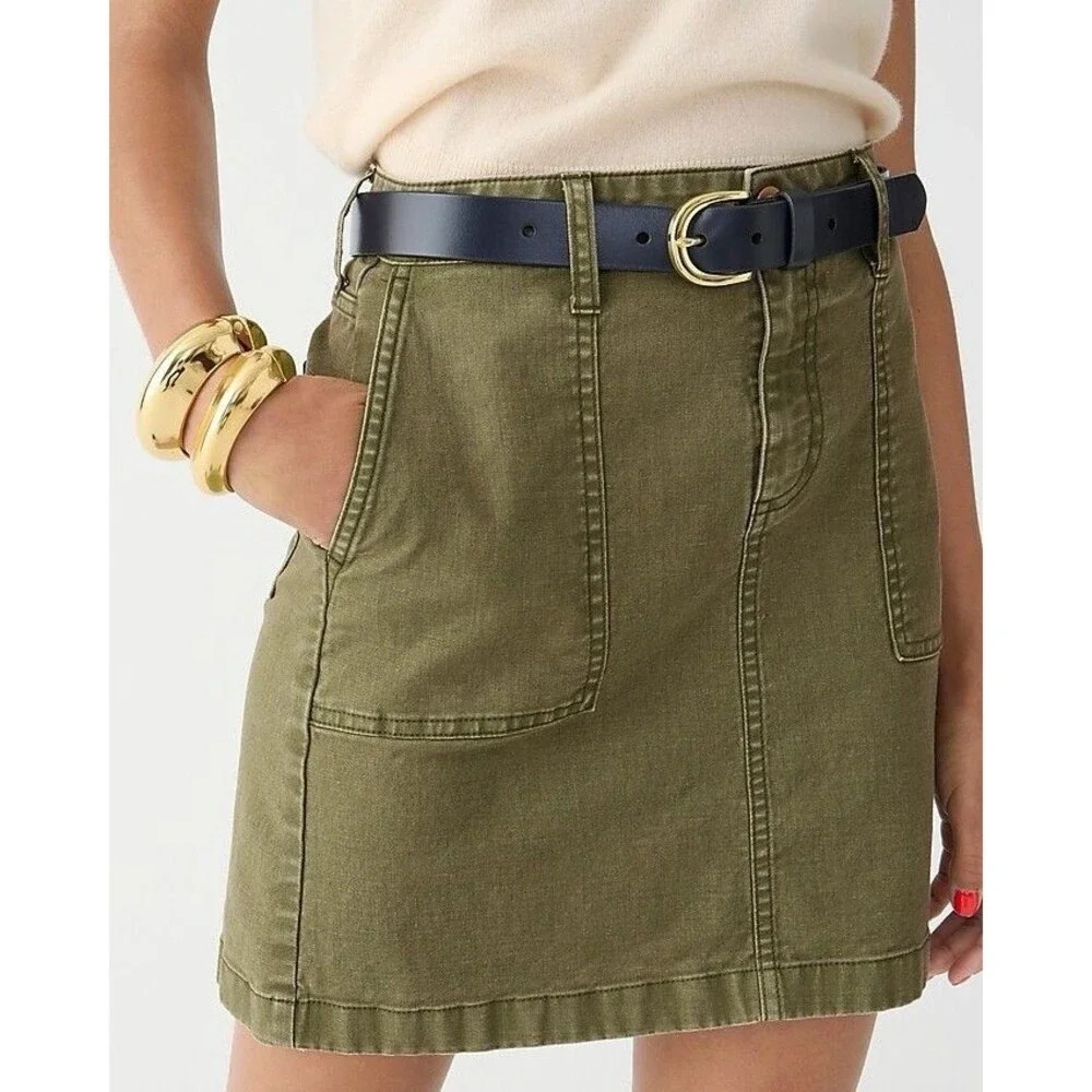 J. Crew Garment-Dyed Utility Mini Skirt Natural Off White Denim Plus Sz 18 - Picture 3 of 10